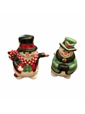 Fitz and Floyd Essentials Snowman Salt & Pepper Shakers Set of 2 Painted